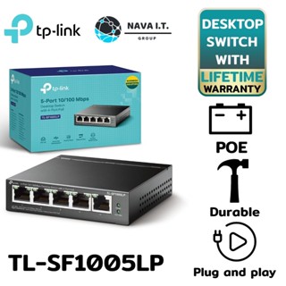 COINSคืน15%⚡FB9JMZV6⚡ TP-LINK TL-SF1005LP 5-PORT 10/100MBPS DESKTOP SWITCH WITH 4-PORT POE ตลอดอายุการใช้งาน