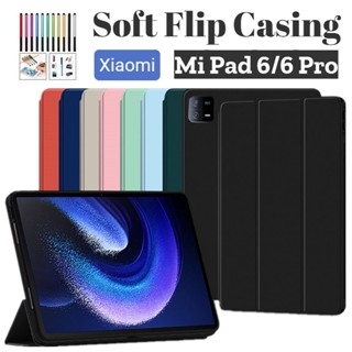 เคสโทรศัพท์มือถือหนัง PU นิ่ม ฝาพับ บางพิเศษ พร้อมขาตั้ง สําหรับ Xiaomi Mi Pad 6 Xiaomi Mi Pad 6 Pro 11 นิ้ว 2023