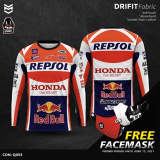 Mac Repsol Q053 เสื้อเจอร์ซีย์ แขนยาว พิมพ์ลาย เต็มตัว เสื้อไรเดอร์ เสื้อดริฟิต เสื้อมอเตอร์ไซค์