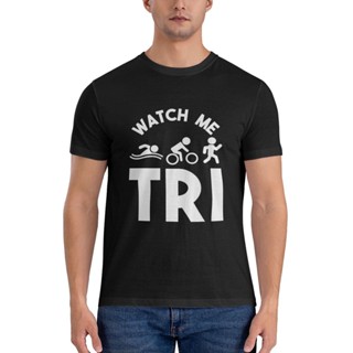 เสื้อยืด พิมพ์ลาย Watch Me Triathlon Swim Bike Run Endurance สําหรับผู้ชาย