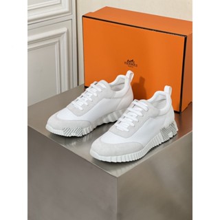 Hermes รองเท้าผ้าใบลําลอง หนังวัว ยืดหยุ่น นําเข้า กันขนยาว สําหรับผู้ชาย 2023