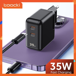 Toocki 35W GaN เครื่องชาร์จอย่างรวดเร็วแบบ Dual Type-C Port PD3.0 การชาร์จอย่างรวดเร็วสำหรับ Huawei Samsung Type-C เครื่องชาร์จโทรศัพท์มือถือแบบชาร์จไฟได้อย่างรวดเร็ว