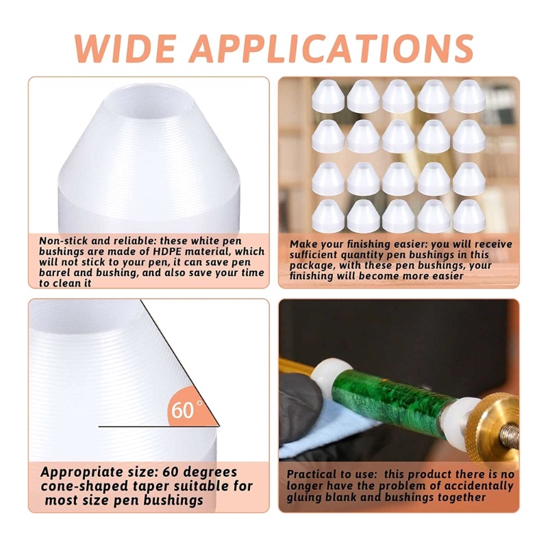 RPAN 20 ชิ้นปากกา Bushings Non-Stick CA Finishing ปากกา Bushings สังเคราะห์ Bushings พร้อมฉนวนกันควา