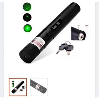 ไฟฉาย เลเซอร์แสงสีเขียว Green Laser Pointer เลเซอร์แรงสูงรุ่น 303 ลำแสงสีเขียว ตัวใหญ่ (Green laser)