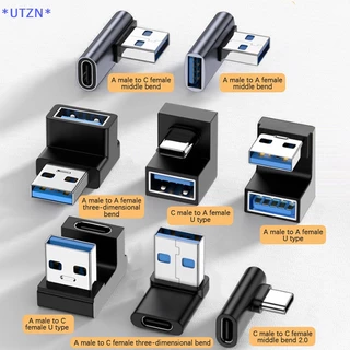 Utzn> อะแดปเตอร์ USB-A 90 องศา USB C เป็น USB A A 3.0 ตัวผู้ เป็น Type C สําหรับคอมพิวเตอร์