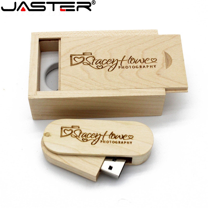 Cod! Jaster (โลโก้ลูกค้าฟรี 1 ชิ้น) แฟลชไดรฟ์ USB 2.0 64GB ไม้เมมโมรี่สติ๊ก 32GB พร้อมเคส U Disk 16GB 8GB 4GB
