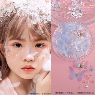 Excited eye makeup bright diamond tears diamond makeup face accessories butterflies pearls childrens bride stage makeup sparkling