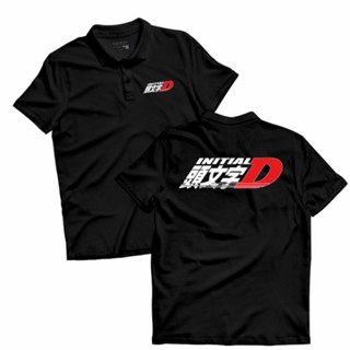 Gilan Kaos เสื้อยืดโปโล คอปก พิมพ์ลายโลโก้ Initial D PL 0005