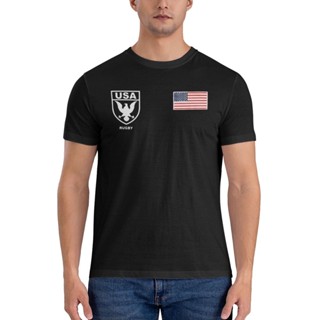 เสื้อยืด พิมพ์ลายธงชาติอเมริกา รักบี้ ยูเอสเอ แฟชั่นสําหรับผู้ชาย