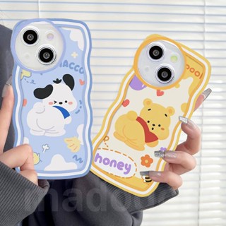 Cute Cartoon Honey Winnie Pochacco Wave Edge Casing for Infinix NOTE 30 12 G96 2023 4G 8 Hot 30i 20 20S 12i Pro 10 Lite 10S 10T 9 11 Play 11S NFC Smart 7 6 Plus 5 2020 4 5G Fine Hole Lens Protection Soft Phone Case BW 57