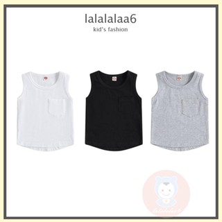 Laa6- เสื้อกล้าม คอกลม แขนกุด สีพื้น พร้อมกระเป๋า สําหรับเด็กผู้ชาย