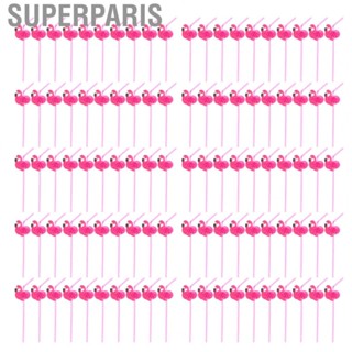 Superparis 100Pcs Flamingo Drinking Straws Cute Pattern Environmentally Friendly Bendable