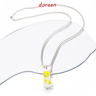 Doreen สร้อยคอสเก็ตบอร์ด สไตล์โกธิค สตรีทสกูตเตอร์ พังก์ สร้อยคอโซ่ ไทเทเนียม เหล็ก ยิ้ม