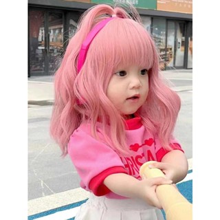 วิกผมสั้นหยิก คอสเพลย์ Lilita น่ารัก สีชมพูอ่อน สําหรับเด็ก