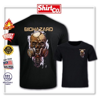 เสื้อกีฬาแขนสั้น ผ้าฝ้าย พิมพ์ลายวงร็อค Biohazard Big Design Premium