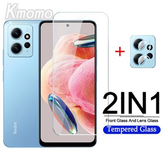 2 in 1 ฟิล์มกระจกนิรภัยกันรอยหน้าจอ แบบใส สําหรับ Xiaomi Redmi Note 7 8 Pro 12C A1 A1+ A2 A2+ 10 2022 10C 10A 9 9A 9C 9T 8 8A 7 7A