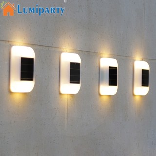 Lumiparty โคมไฟติดผนัง พลังงานแสงอาทิตย์ กันน้ํา สําหรับตกแต่งสวน ระเบียง สวน กลางแจ้ง 4 ชิ้น