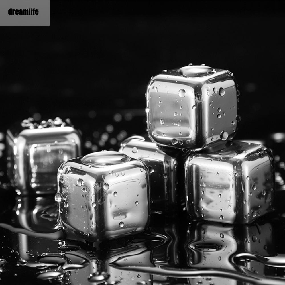 【DREAMLIFE】Stainless Steel Ice Cubes Reusable High Quality For Whiskey Wine Drink Cold