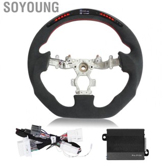 Soyoung Fit for Nissan GT‑R R35 2009‑2016 D Type Racing Steering Wheel Suede  Display Shift Lights Steering Wheel