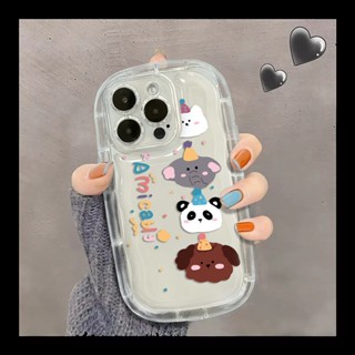 เคสโทรศัพท์มือถือ ซิลิโคนนุ่ม ใส กันกระแทก ลายสัตว์น่ารัก สําหรับ IPhone 14 13 12 11 Pro Max XS X XR 8 + 7 Plus