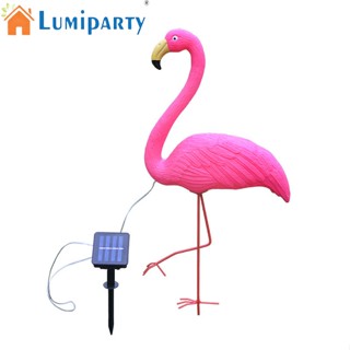 Lumiparty โคมไฟ LED พลังงานแสงอาทิตย์ รูปนกฟลามิงโก้ สําหรับตกแต่งทางเดิน สนามหญ้ากลางแจ้ง