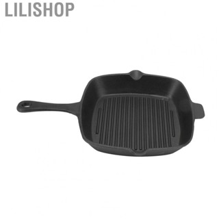 Lilishop Cast Iron Griddle Grill Frying Pan Heat Resistant Handle Large   Free Parallel Design for Vegetables for Frying