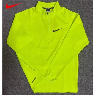 Nike ของแท้ 100% เสื้อกันหนาวลําลอง แบบสวมครึ่งหนึ่ง มีซิป สําหรับผู้ชาย เหมาะกับการเล่นกีฬา กลางแจ้ง