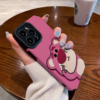 เคสโทรศัพท์มือถือแบบนิ่ม กันกระแทก ลายหมีสตรอเบอร์รี่น่ารัก สําหรับ Iphone 11 12 13 14Pro Max IPX Xr Xs Max 7 8 6s Plus