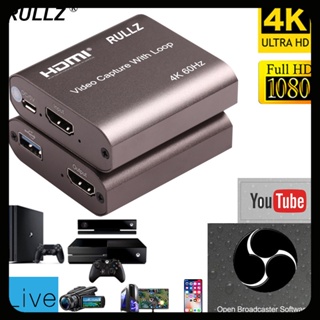 แผ่นบันทึกวิดีโอ 4K 60hz Loop HDMI Placa de USB 2.0 3.0 1080p Grabber สําหรับกล้อง PS4 Game DVD