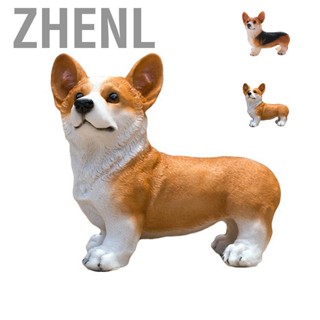 Zhenl Dog Statue Vivid Cute Style Small Compact Resin Material Corgi Ornament for Gardens Indoor Desks