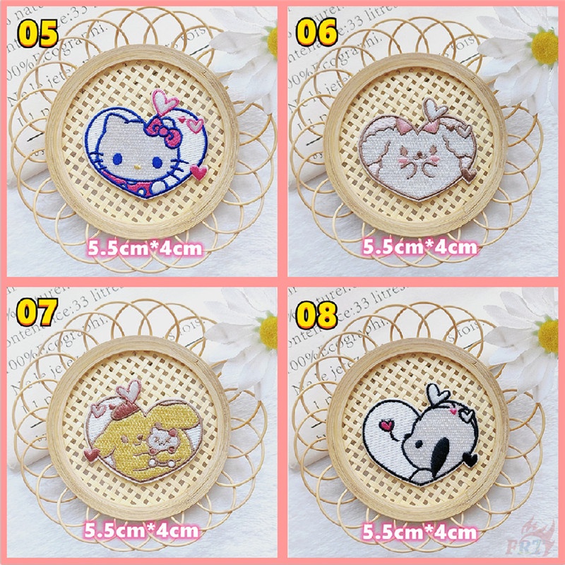 ☸ แผ่นสติกเกอร์ ลาย Hello Kitty Cinnamoroll Melody Kuromi Pom Pom Purin Pochacco มีกาวในตัว สําหรับติดตกแต่ง ☸ แผ่นแพทช์รีดติดเสื้อ สําหรับตกแต่งเสื้อผ้า กระเป๋า DIY 1 ชิ้น