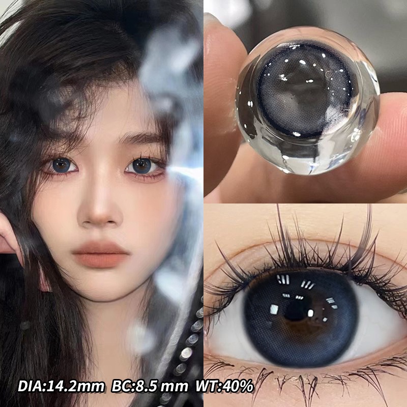 คอนแทคเลนส์สีฟ้า 2 ชุด / 1 คู่ P-0.00 ~ P-8.00 องศา สบาย เลนส์นิ่ม ตาโต ธรรมชาติ แต่งตา แต่งหน้า ทุก