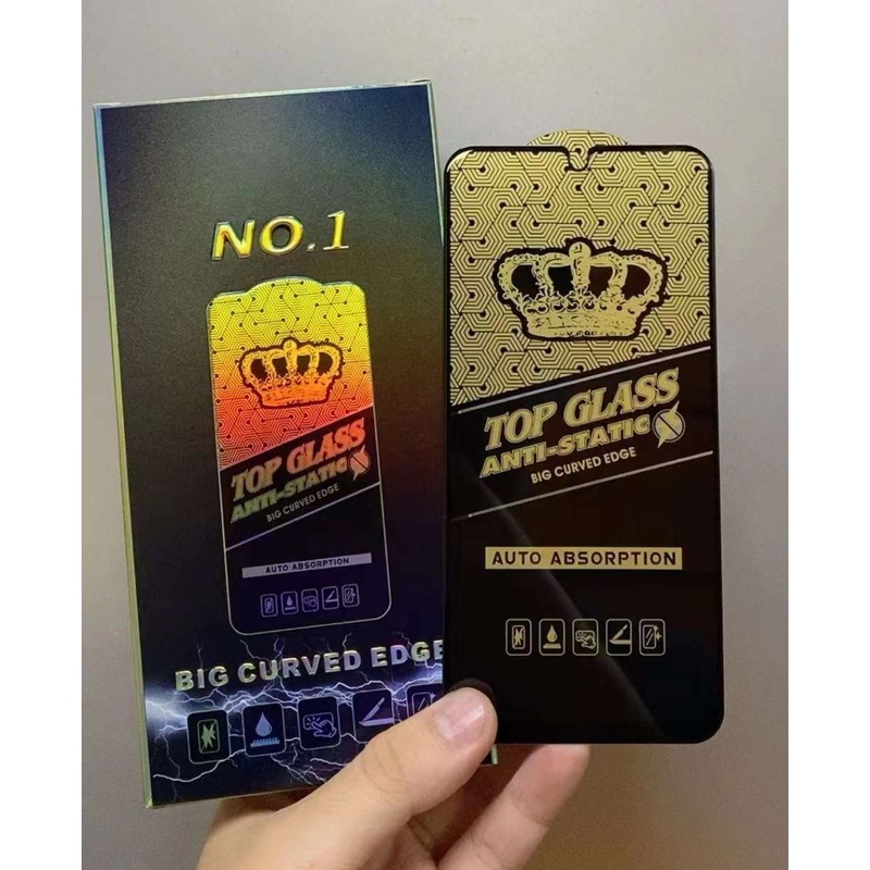ฟิล์มกระจกเต็มจอป้องกันไฟฟ้าสถิตย์ NO1งานมงกุฎ สำหรับ oppo A94 A15 A16 A53 A54 A9（2020） F11pro Reno4 Reno5 Reno7 Realme5