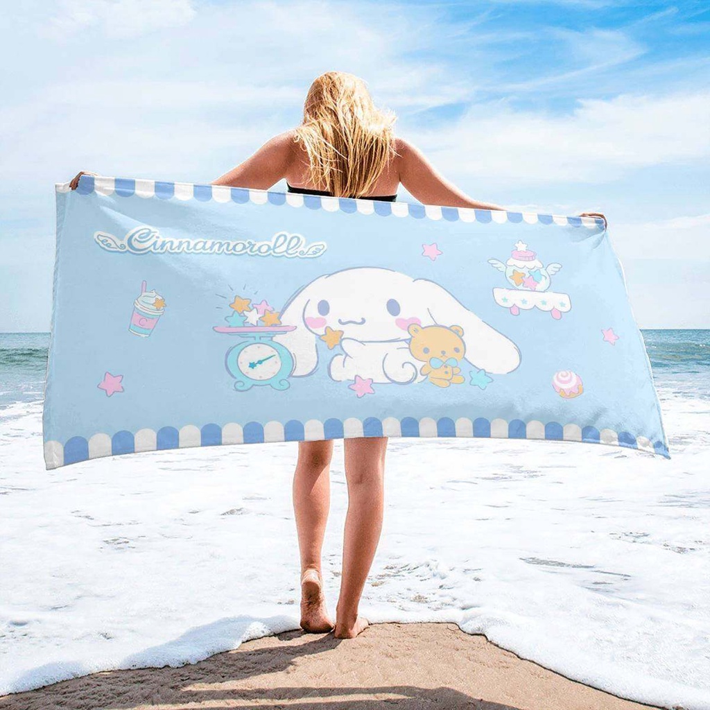 พร้อมส่ง ผ้าขนหนู ผ้าเช็ดตัว เช็ดหน้า Sanrio Character ผืนใหญ่ ผ้านาโน ซับน้ำดี แห้งไว งานน่ารัก ขนาด 150×75 cm