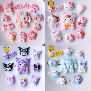 กิ๊บติดผมเรซิ่น รูปการ์ตูน My Melody Cinnamoroll Kitty Diy สําหรับตกแต่งโทรศัพท์มือถือ 10 ชิ้น