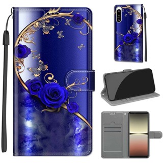 เคสหนัง PU ฝาพับ ลายผีเสื้อ พร้อมช่องใส่บัตร และสายคล้อง สําหรับ Sony Xperia 5 IV Xperia5 4