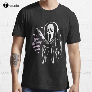 เสื้อยืด พิมพ์ลาย Scream Ghostface You Like Scary Movies Too Boyfriend ขนาดใหญ่ สีแดง สําหรับผู้ชาย และผู้หญิง