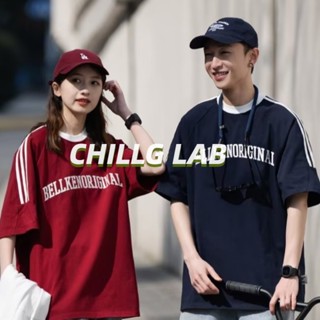 CHILLG LAB เสื้อเด็กผู้ชาย เสื้อยืดอารมณ์ฤดูร้อนใหม่ ins แฟชั่นน้ำแบรนด์มาตรฐานน้ำฮาราจูกุทุกวันคอกลมชายเยาวชนที่นิยมแขนสั้น