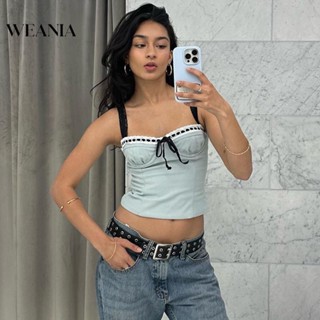 Weania เสื้อกล้าม คอสี่เหลี่ยม แต่งลูกไม้ สําหรับผู้หญิง