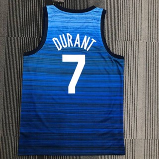 เสื้อกีฬาแขนกุด ลายทีมชาติโอลิมปิก NBA Jersey USA Nets Durant Classic สีฟ้า พลัสไซซ์ 2021