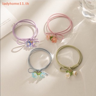 Onelady สร้อยข้อมือเชือกยืดหยุ่น จี้ดอกไม้ สีเขียว สีชมพู สําหรับผู้หญิง 2 ชิ้น