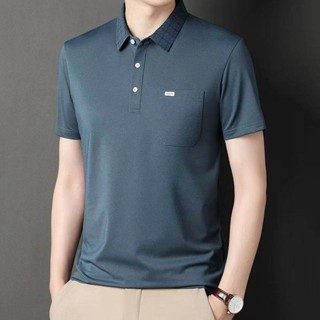 Spot pocket POLO shirt mens new summer moisture absorption and perspiration dad short-sleeved t-shirt middle-aged loose real pocket T-lapel shirt Tee cotton bottomed shirt for boys