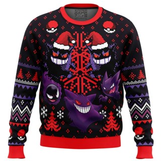 เสื้อกันหนาว ลายโปเกม่อน Ghastly คริสต์มาส