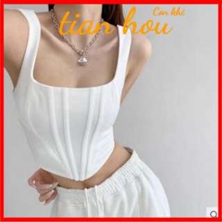 Niche เสื้อยืดแขนกุด ครอป ท็อปส์ อินเทรนด์ฤดูร้อน สไตล์อเมริกันย้อนยุค สําหรับผู้หญิง AYJ8