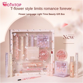 Hivi Flower Language Makeup Set Box Gift Box Velvet Lip Glaze Lipstick 8-piece Set Holiday Gift For Girlfriend And Wife [TOP]