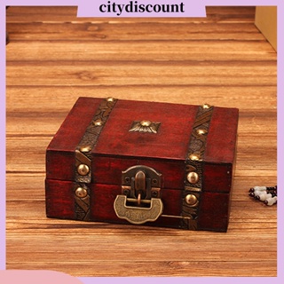 &lt;citydiscount&gt; กล่องไม้ สไตล์วินเทจ สําหรับเก็บเครื่องประดับ ต่างหู สร้อยคอ สร้อยข้อมือ