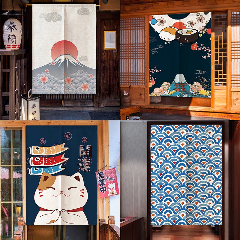 ผ้าม่านประตูญี่ปุ่น ผ้าม่านครึ่ง ห้องครัว กันควัน ฉากกั้น โชคดี ความหมายการพิมพ์ ผ้าม่านประตู ผ้าตกแต่งบ้าน ความเป็นส่วนตัว ทนทาน ฉนวนกันความร้อน รักษาหน้าต่าง
