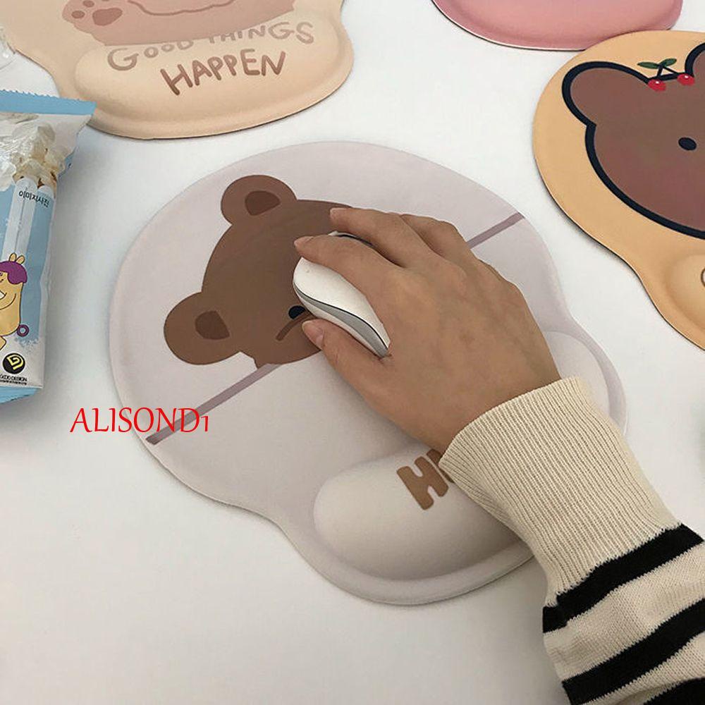 ALISOND1 แผ่นรองเมาส์ซิลิโคน ลายการ์ตูนหมี 3D ใส่สบาย สําหรับ PC