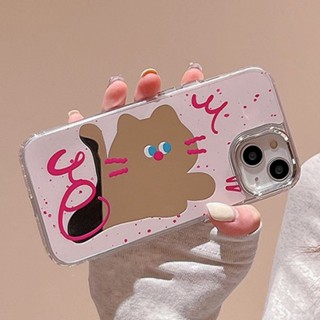 เคสโทรศัพท์มือถือ TPU ลายแมวน่ารัก สีชมพู สําหรับ IPhone 14 Promax 13 12 Pro IP 11 Pro Max XS XR 7 8 Plus