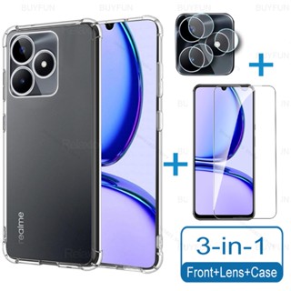 3in1 ฟิล์มกระจกนิรภัยกันรอยหน้าจอ แบบนิ่ม สําหรับ Realme C53 4G Realme Realmy C 53 53C RealmeC53